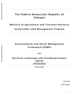 Resilient Landscape and Livelihood Project : Environmental Assessment