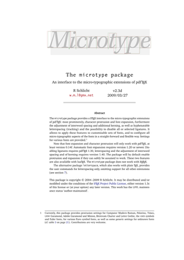 The Microtype Package an Interface to the Micro-Typographic Extensions of Pdftex