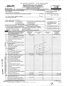 Form 990-PF Or Section 4947 (A)(1) Nonexempt Charitable Trust ^©1 2 a Private Foundation Department` of the Treasury Treated As Internal Revenue Service Note