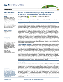 Patterns of Urban Housing Shape Dengue Distribution in Singapore at Neighborhood and Country Scales