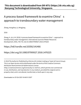 A Process‑Based Framework to Examine China's Approach To