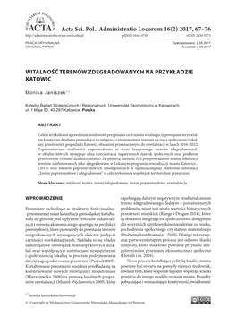 Acta Sci. Pol., Administratio Locorum 16(2) 2017, 67–76 Plissn 1644-0749 Eissn 2450-0771