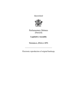 Legislative Assembly Hansard 1971