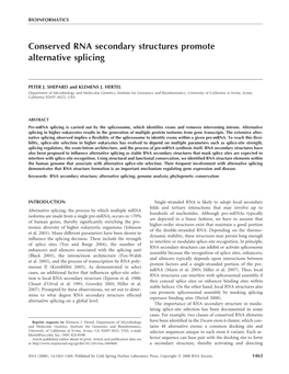 Conserved RNA Secondary Structures Promote Alternative Splicing