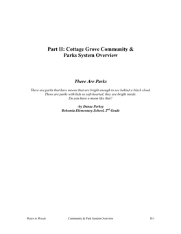 Part II: Cottage Grove Community & Parks System Overview