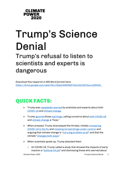 Trump's Science Denial