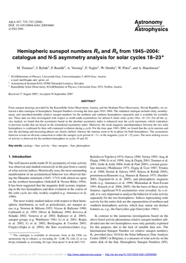 Catalogue and NS Asymmetry Analysis for Solar Cycles 18