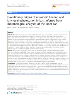 Evolutionary Origins of Ultrasonic Hearing And