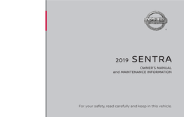 2019 Nissan Sentra | Owner's Manual and Maintenance Information