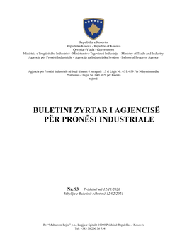 Buletini Zyrtar Nr. 93 I Agjencisë Për Pronësi Industriale