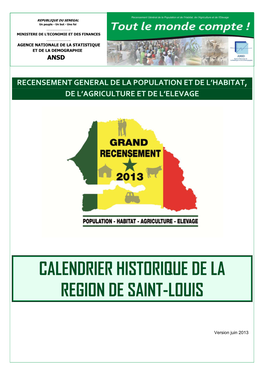 Calendrier Historique De La Region De Saint-Louis