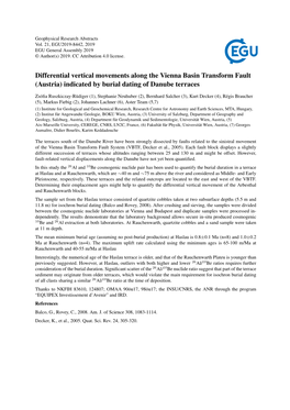 Differential Vertical Movements Along the Vienna Basin Transform Fault (Austria) Indicated by Burial Dating of Danube Terraces