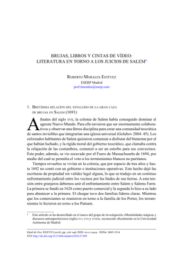 Brujas, Libros Y Cintas De Vídeo: Literatura En Torno a Los Juicios De Salem