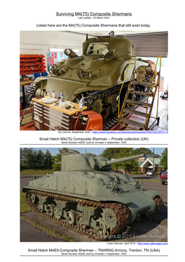 Surviving M4(75) Composite Shermans Last Update : 30 March 2021