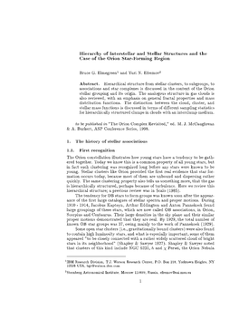 Hierarchy of Interstellar and Stellar Structures and the Case of the Orion Star-Forming Region