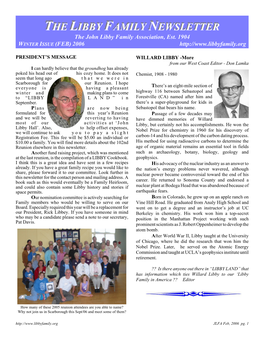 The Libby Family Newsletter the John Libby Family Association, Est