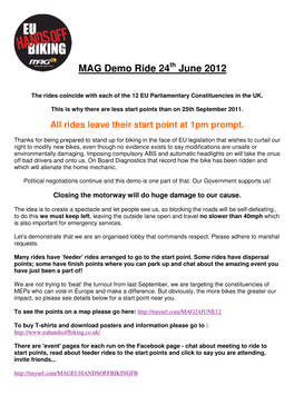 MAG Demo Ride 24 June 2012