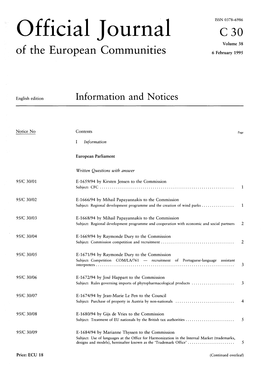 Official Journal C 30 Volume 38 of the European Communities 6 February 1995