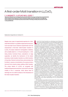 A First-Order Mott Transition in Lix Coo2