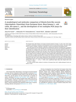 A Morphological and Molecular Comparison of Eimeria Bovis-Like