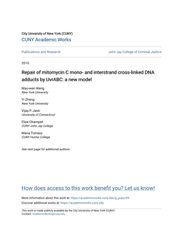 And Interstrand Cross-Linked DNA Adducts by Uvrabc: a New Model