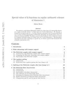 Special Values of $ L $-Functions on Regular Arithmetic Schemes Of