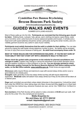 Guided Walks and Events Summer 2019 (June-August)