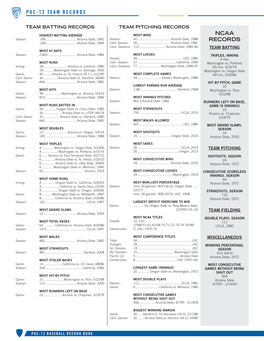 Record Book Pac-12 Team Records