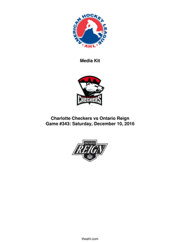 Media Kit Charlotte Checkers Vs Ontario Reign Game #343