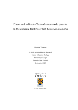 Direct and Indirect Effects of a Trematode Parasite on the Endemic Freshwater Fish Galaxias Anomalus
