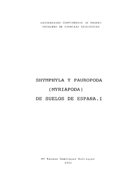 Shymphyla Y Pauropoda (Myriapoda)