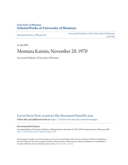 Montana Kaimin, November 20, 1970 Associated Students of University of Montana