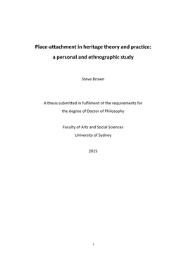Place-‐Attachment in Heritage Theory and Practice