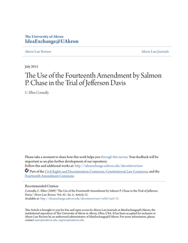 The Use of the Fourteenth Amendment by Salmon P. Chase in the Trial of Jefferson Davis