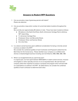 Answers to Rodent RFP Questions