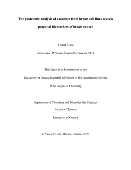 The Proteomic Analysis of Exosomes from Breast Cell Lines Reveals