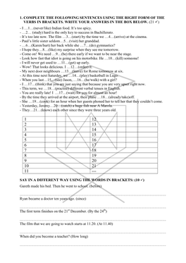 Exercises from Unit 0 Test +