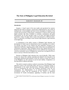 The State of Philippine Legal Education Revisited