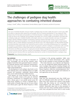 The Challenges of Pedigree Dog Health