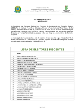 Lista De Eleitores Discentes