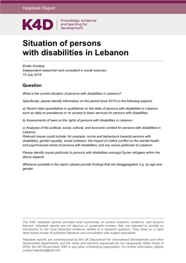 Situation of Persons with Disabilities in Lebanon