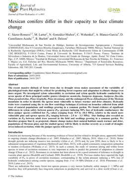 Mexican Conifers Differ in Their Capacity to Face Climate Change