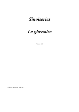 Sinoiseries Le Glossaire