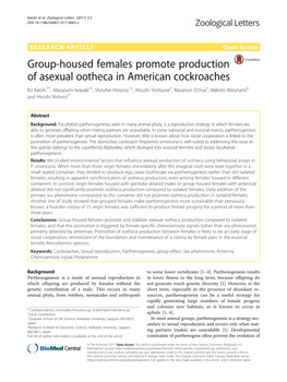 Group-Housed Females Promote Production of Asexual Ootheca In