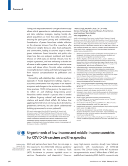 Urgent Needs of Low-Income and Middle-Income Countries for COVID-19 Vaccines and Therapeutics