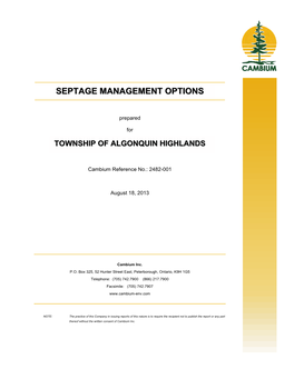 Septage Management Options