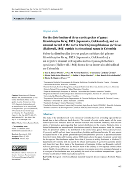 On the Distribution of Three Exotic Geckos of Genus Hemidactylus Gray