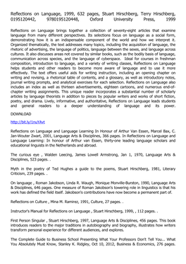 Reflections on Language, 1999, 632 Pages, Stuart Hirschberg, Terry Hirschberg, 0195120442, 9780195120448, Oxford University Press, 1999