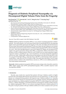 Prognosis of Diabetic Peripheral Neuropathy Via Decomposed Digital Volume Pulse from the Fingertip