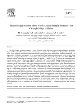 Tectonic Segmentation of the North Andean Margin: Impact of the Carnegie Ridge Collision